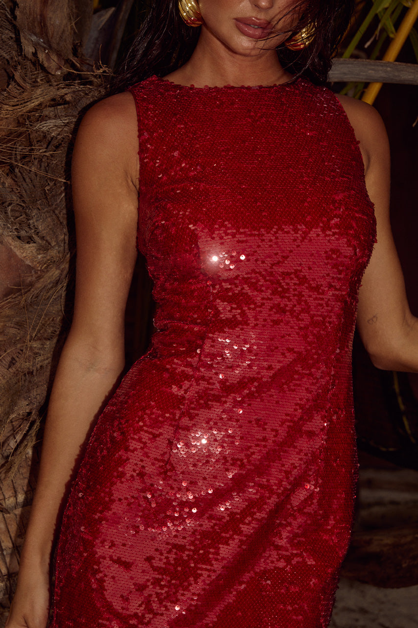 ROBE MINI LYRA - ROUGE